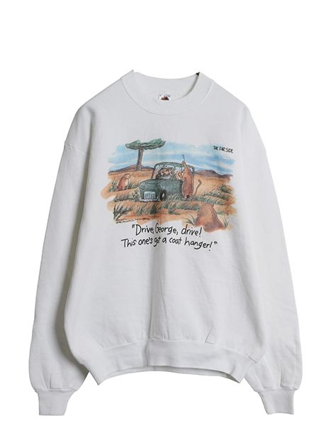なクーポン配布中! 90s ジョーク イラスト プリント スウェット メンズ レディース L オールド トレーナー キャラクター アニマル グラフィック 裏起毛