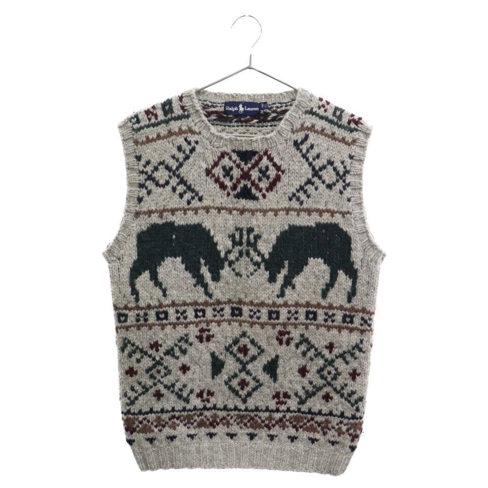 RALPH LAUREN (ラルフローレン) 90s VINTAGE ヴィンテージ ネイティブ ウール ニットベスト グレー