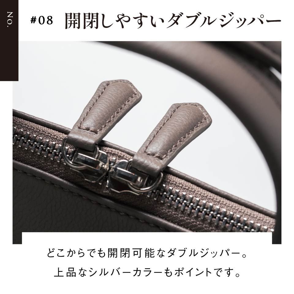 MURA 薄型 ダブルジッパー YKKファスナー 牛革 ビジネス