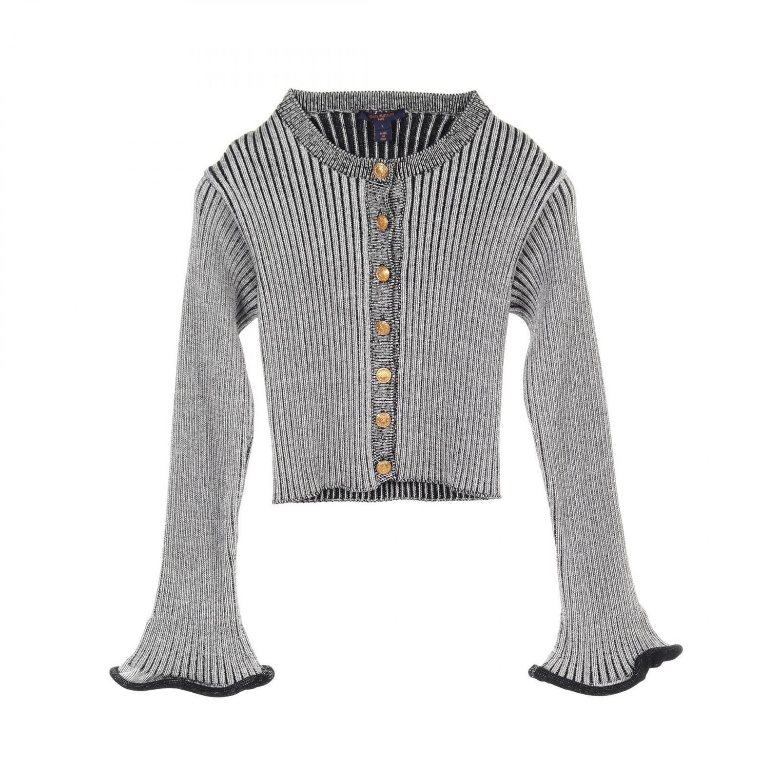 LOUIS VUITTON - LOUIS VUITTON ルイヴィトン 23AW コンパクト ウール ニット クロップド カーディガン グレー レディース RW232W AMO FPKC17 ヴィトン 23AW ウール カーディガン XS レディース グレー