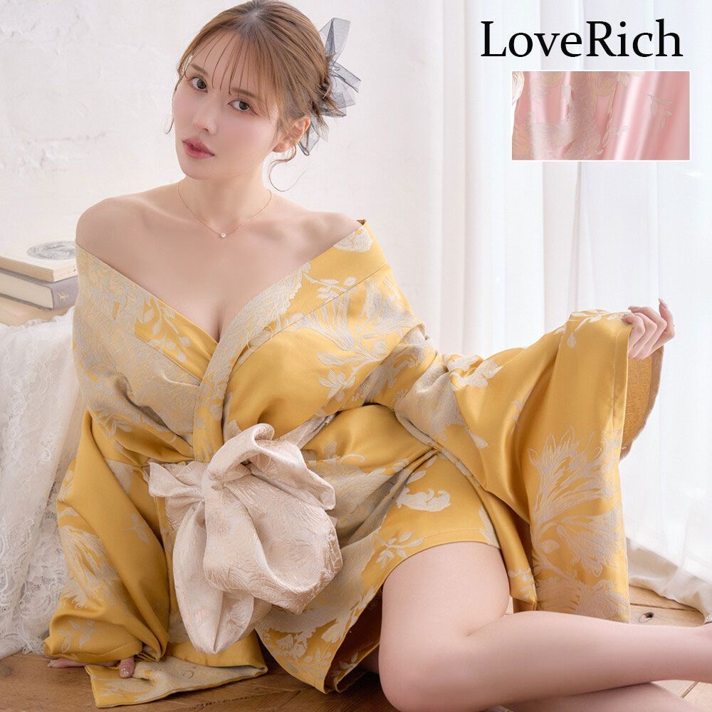 LoveRich ラブリッチ ライン 2点セット|2カラー 花柄 和柄 ミニ 豪華 帯 リボン 花魁 着物 ドレス コスプレ イベント ハロウィン 1541