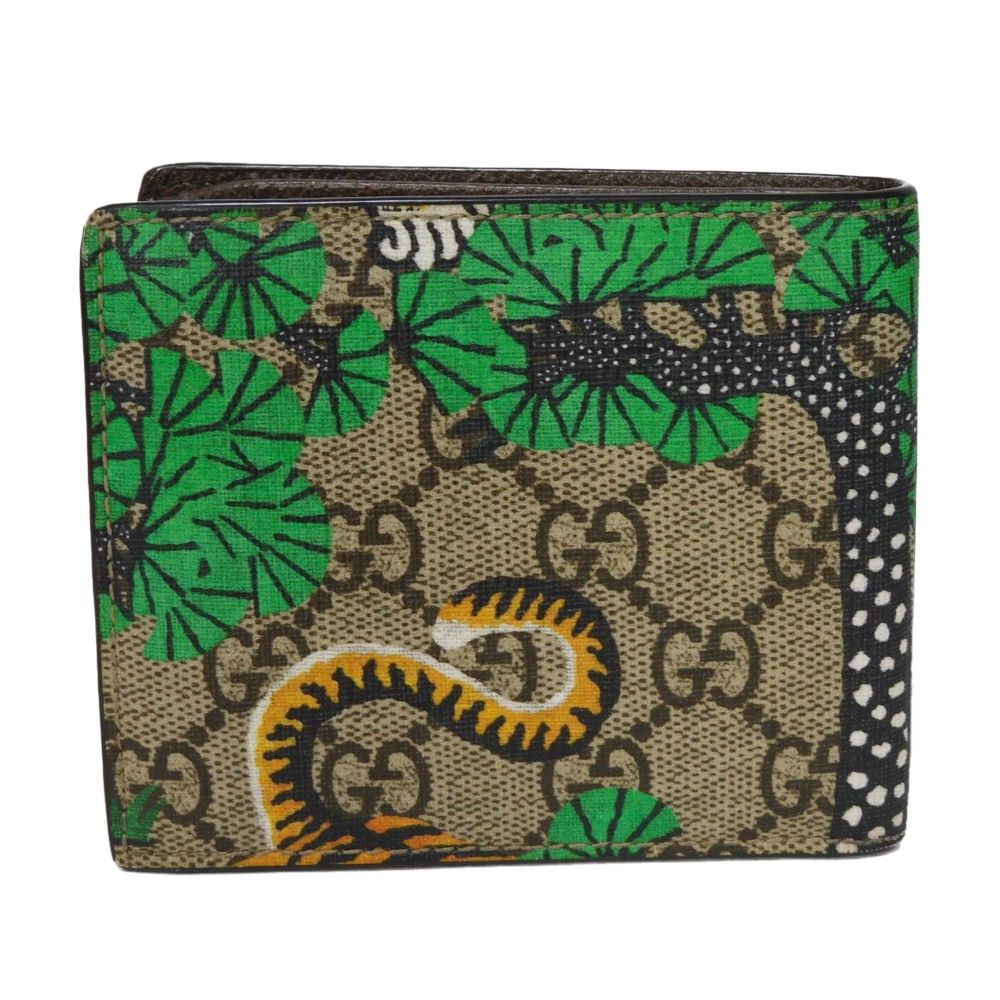 GUCCI グッチ タイガー ショート フォールド ウォレット ベンガル 虎 和柄 ベージュ マルチカラー スクエア バイフォールド 札入れ  カードケース パスケース GGスプリーム 二つ折り財布 451465 K6D1T 8651 - メルカリ