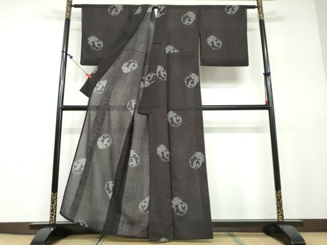 平和屋着物＊夏物　小紋　絽　千鳥文　洗える着物　AABB8679st 平和屋着物＊夏物 小紋 絽 扇面花文 黒地 洗える着物 AAAY5754st