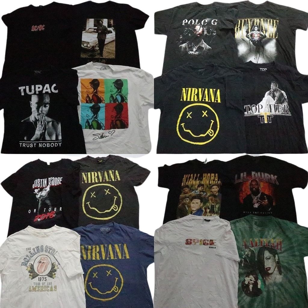 古着卸 まとめ売り 音楽・バンド 半袖Tシャツ 16枚セット (メンズ L ) ツーパック ACDC ニルヴァーナ ローリングストーンズ MU3974  - メルカリ