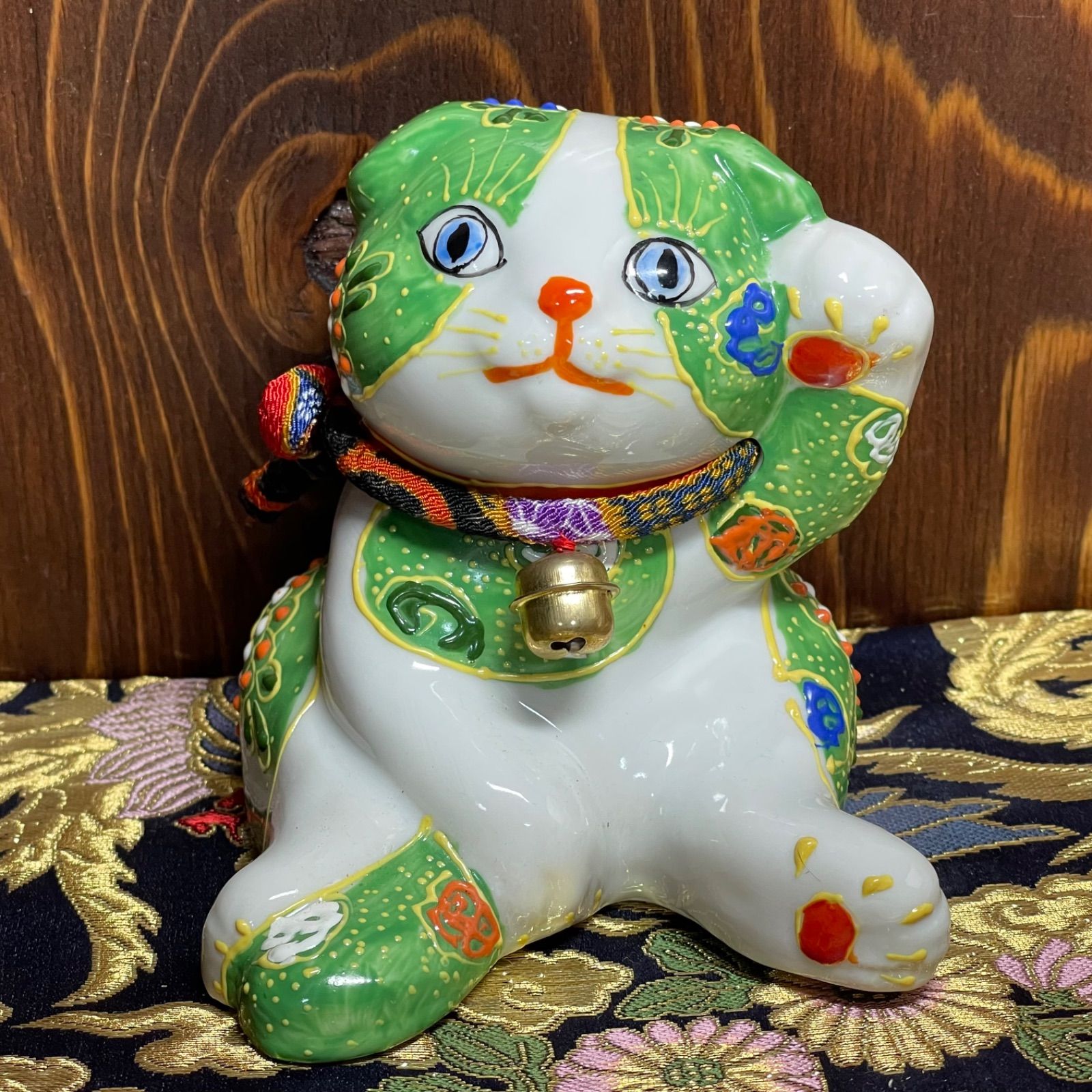願いが叶う】【金運UP】【九谷焼】招き猫 左手 黄色 4号 縁起物 - 置物 願いが叶う】【金運UP】【九谷焼】招き猫 左手 黄色 4号 縁起物 - 置物