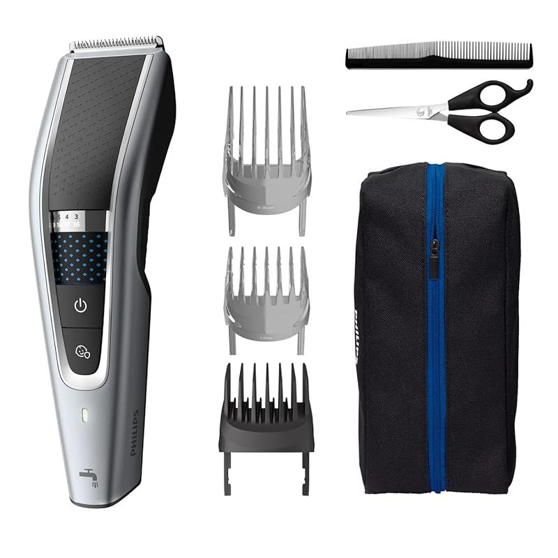 フィリップス ヘアーカッター5000シリーズ 電動バリカン |27段階調整3-28 キッズモード搭載 充電|交流式 HC5690|60 シルバー|ブラック