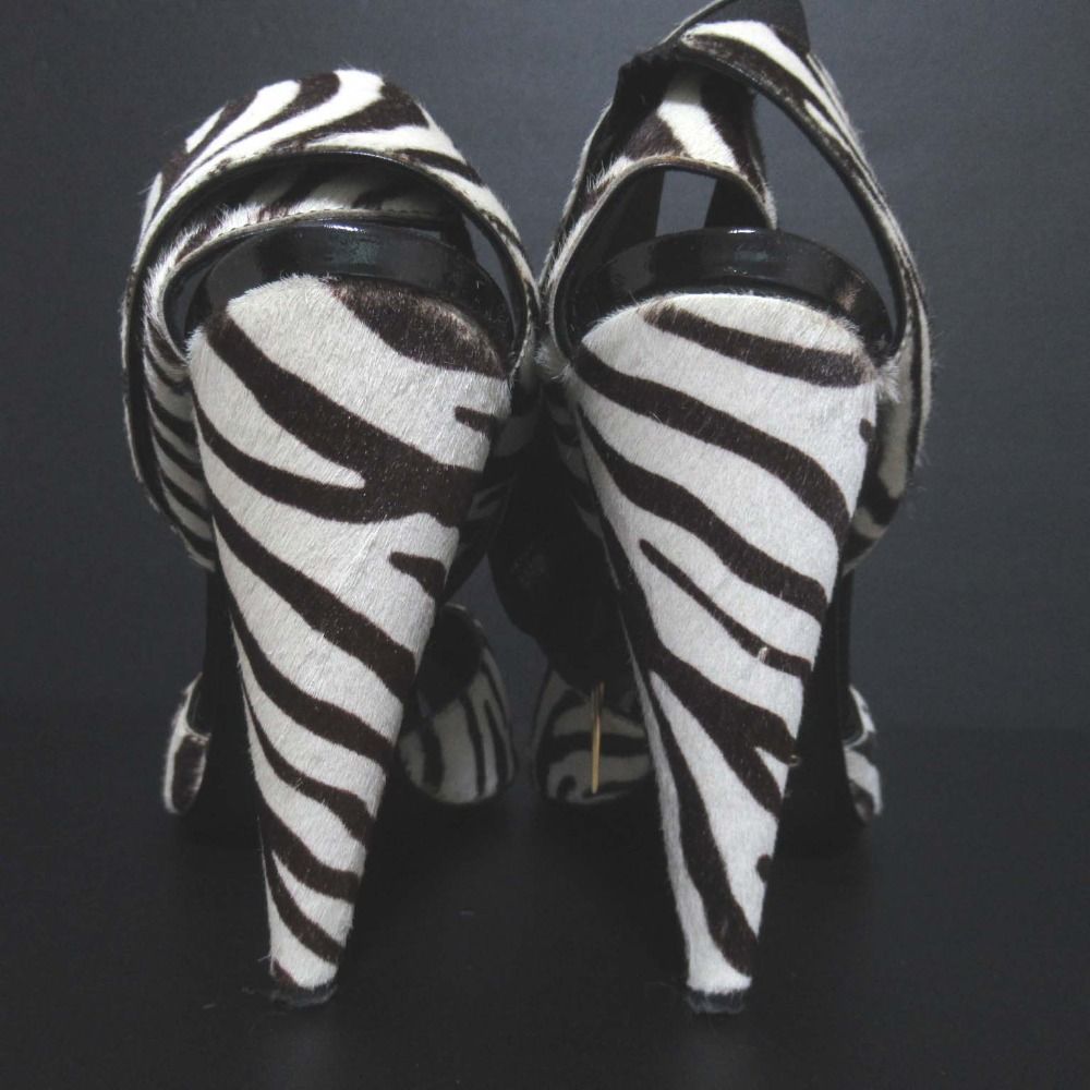 美品 TOM FORD トムフォード ゼブラ柄 ハラコ アンクルストラップ  