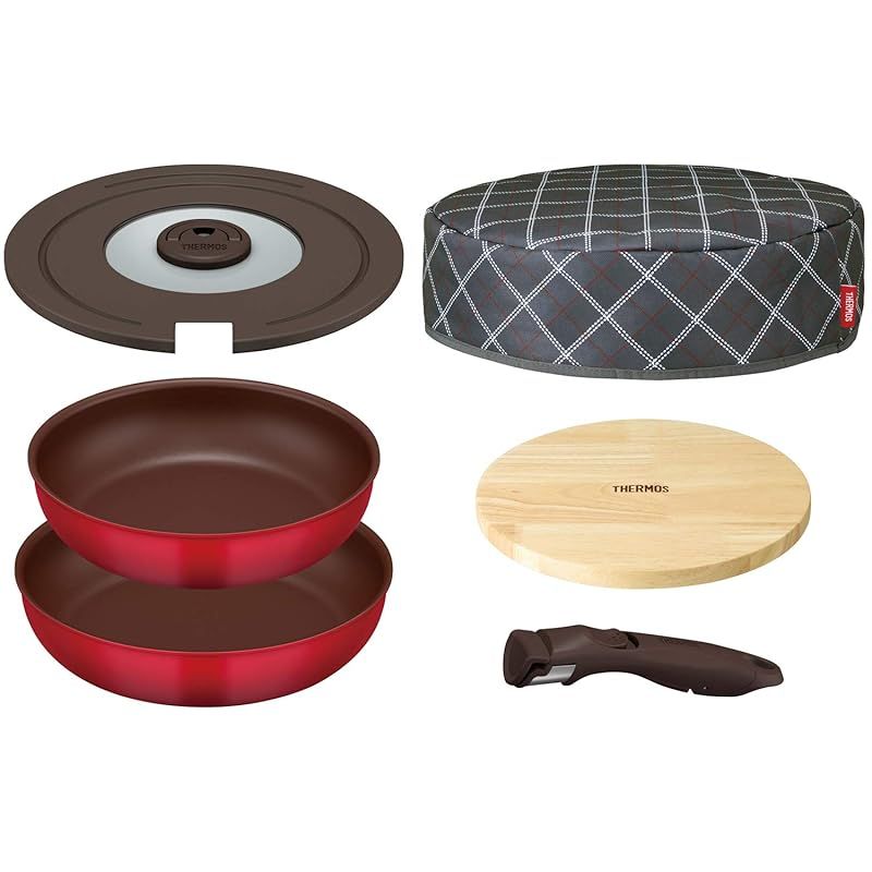 サーモス 取っ手のとれるフライパン レッド 6点セット IH対応 KFA-SET6 R 1