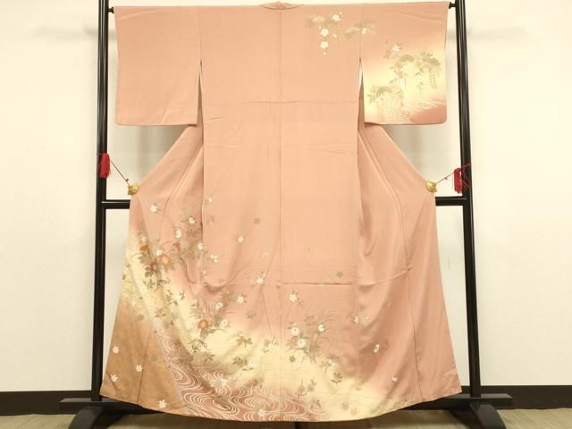 平和屋着物□訪問着 刺繍 絞り 流水花文 正絹 逸品 CAAS6347kb