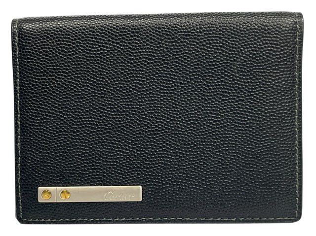 美品▽Cartier カルティエ サントス レザー ロゴプレート 二つ折り