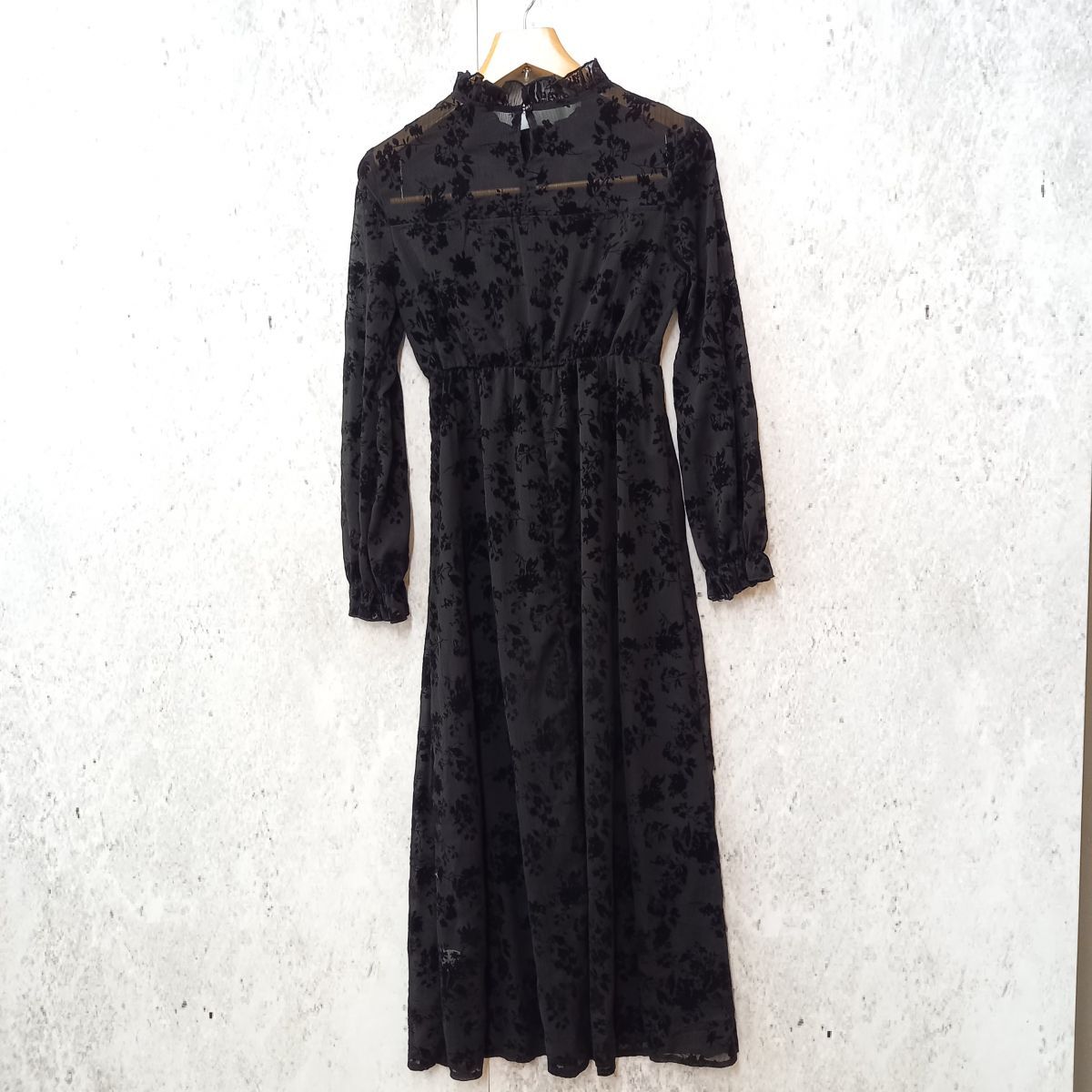 SHEIN シーイン ロングワンピース 花柄 シアー 透け感 ブラック