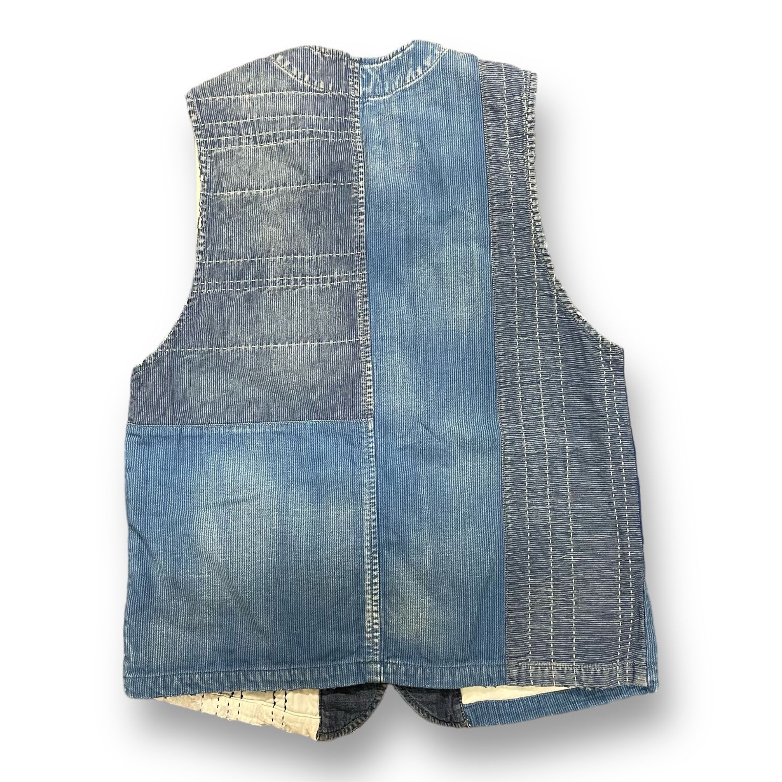 AOZORA BLUE HEAVE 24'AW 刺し子DENIM ベスト AOZORA BLUE HEAVEN 刺し子デニム ベスト ジレ 再構築 アオゾラブルー