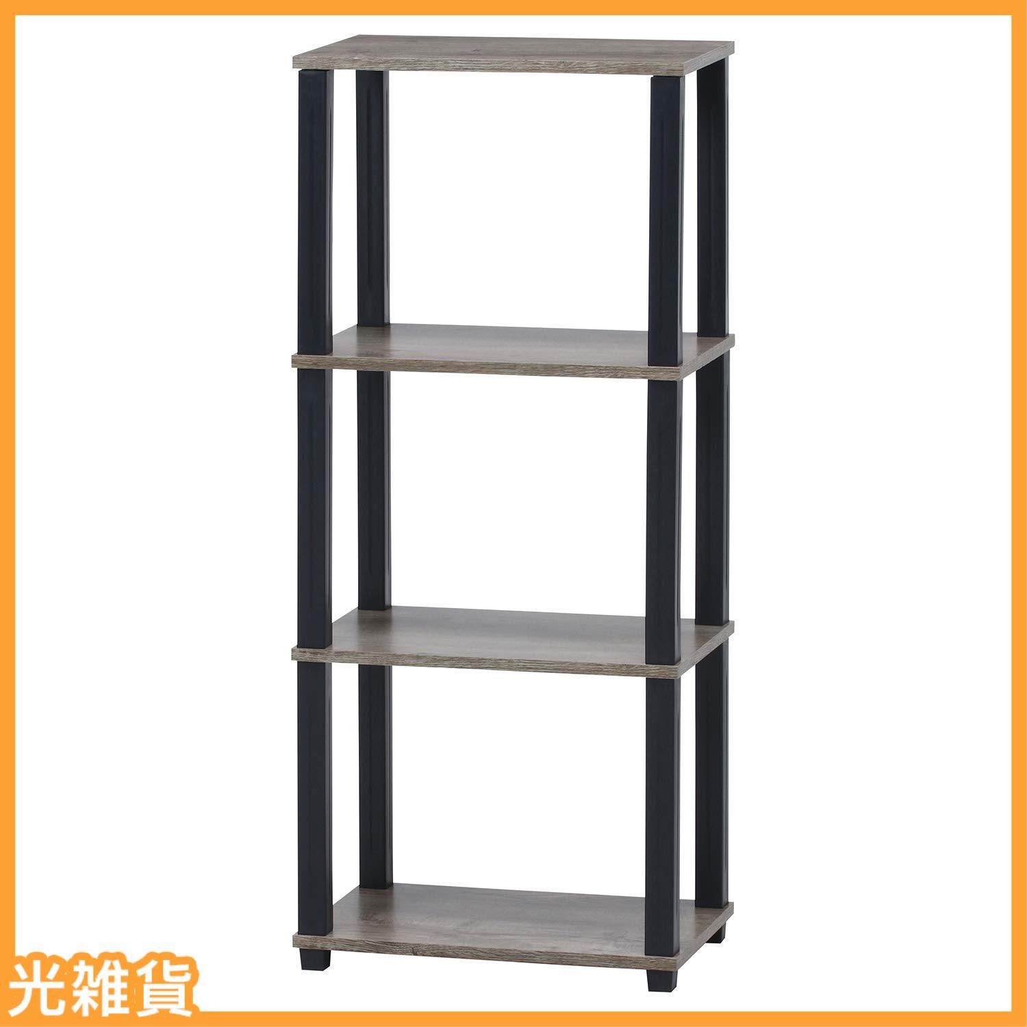 人気商品不二貿易 オープンラック シェルフ 4段 幅47×奥行29.5×高さ111.2cm ナチュラル ブラック 軽量 工具不要 組立商品 フィット 99773