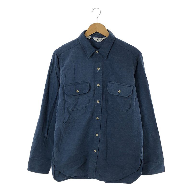 WOOLRICH / ウールリッチ | 70s ヴィンテージ USA製 コットン フランネルシャツ | L | ネイビー | メンズ