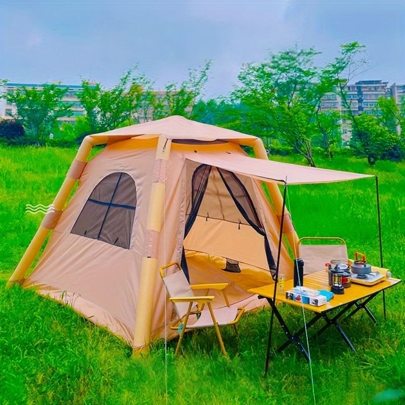 新着商品 厚手の防水オックスフォードクロステントポータブルな屋外キャンプインフレータブルテントグループピクニックや自転車旅行に適しています雨や日焼け防止のための速開式の厚いインフレータブルテント屋外折りたたみ式キャンプテントポータブルなピクニック