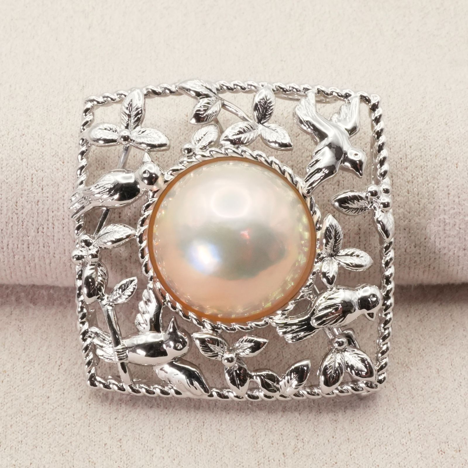 田崎真珠 シルバー マベパール トップ ブローチ|25-1783S