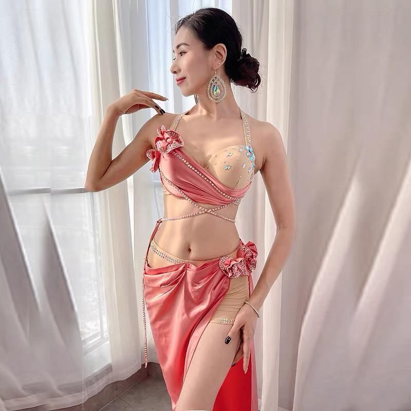 厚みのある ベリーダンス オリエンタル衣装 トップス スカート オーダーメイド ステージ衣装 セクシー T 魅惑 大きいサイズ オープニングダンス 3 選択