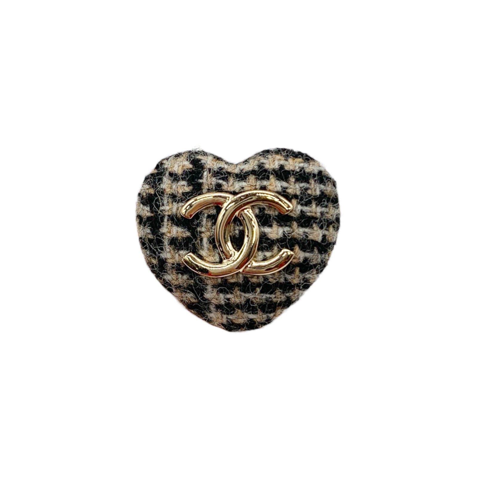 ♪0116 CHANEL ツイード ハート ブローチ AB9496 B09311 NK599 