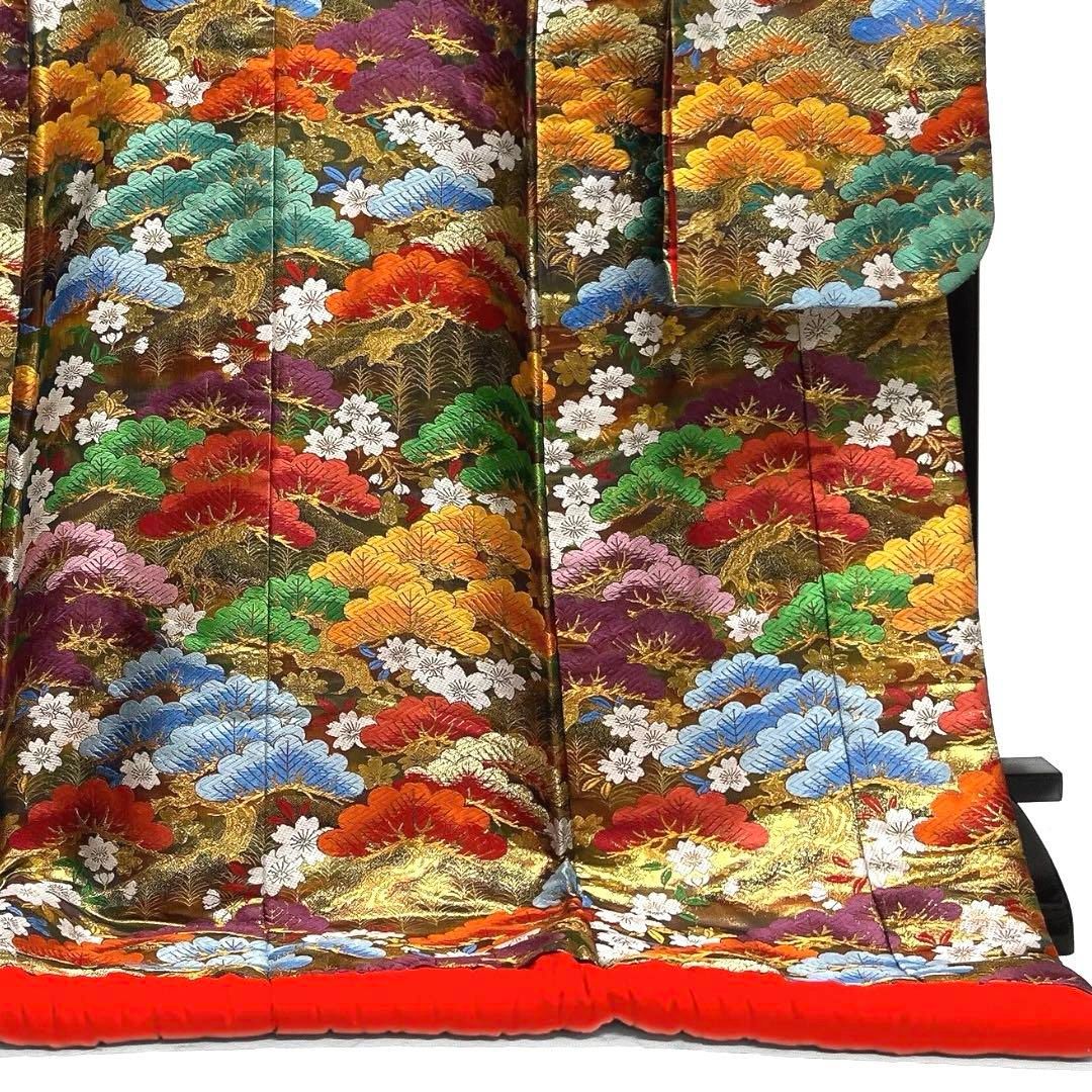 色打掛　唐織　松　鶴　菊　桜　牡丹　金糸　着物　041a d 色打掛 唐織 松 鶴 菊 桜 牡丹 金糸 着物 041a d - メルカリ