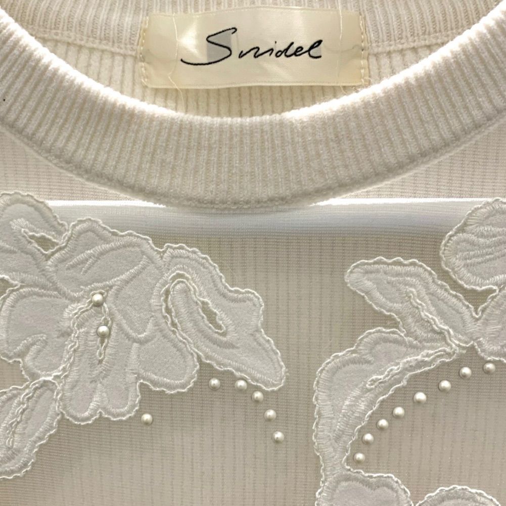 SNIDEL - snidel シースルー半袖刺繍ニットワンピースの通販 by