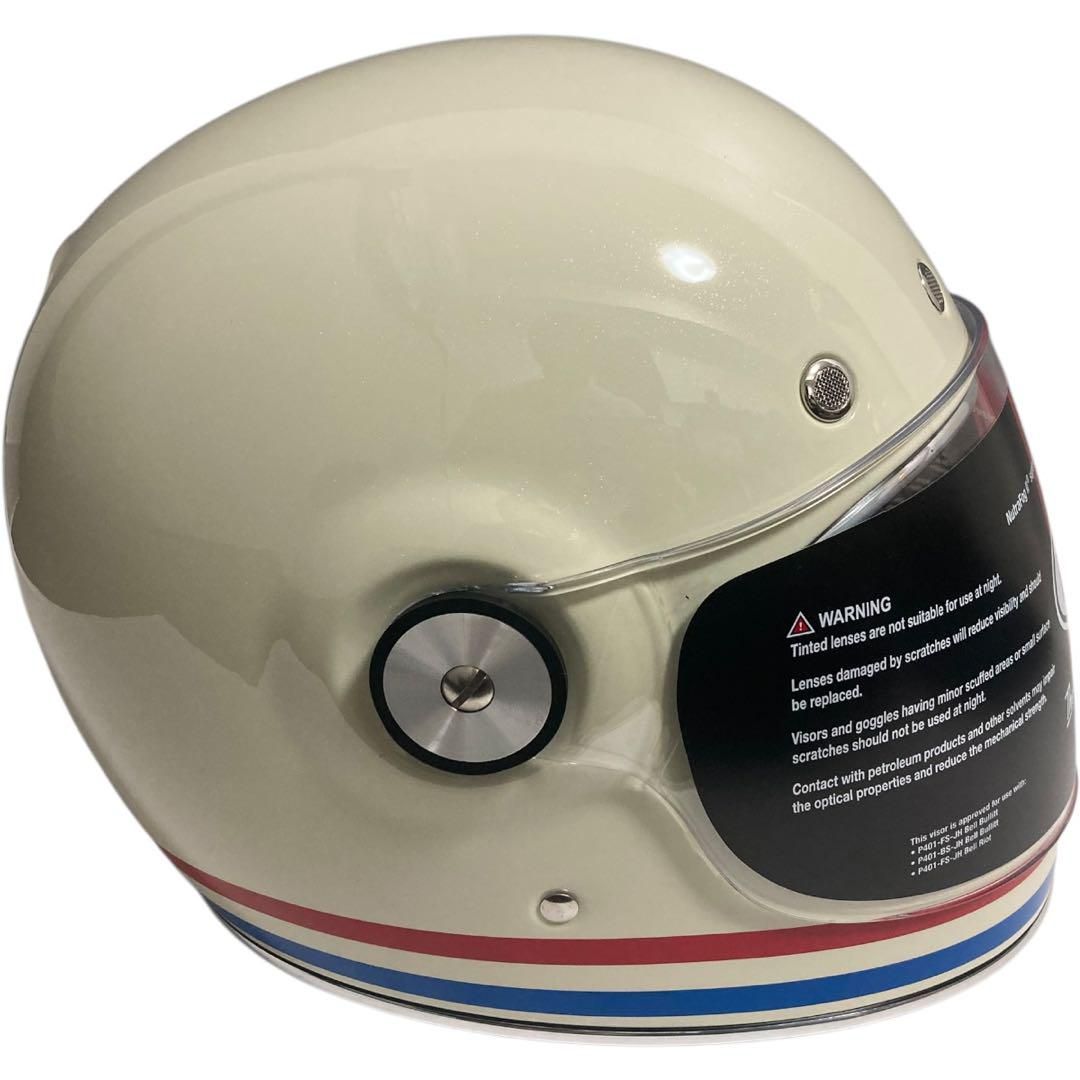 送料無料！ ♥一点 BELL BULLITT STRIPES GLOSS PEAL WITE ストライプ グロス ピール ホワイト ベル ブリット XL フルフェイス タグヘルメット袋完備