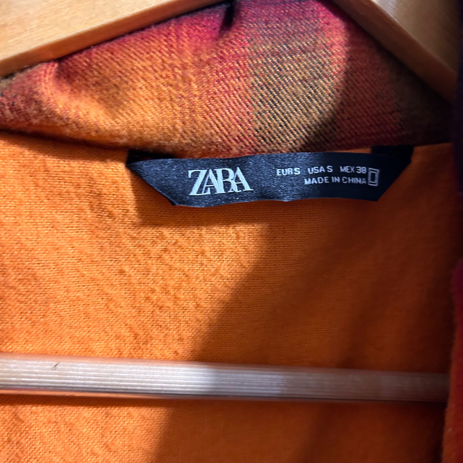 ZARA】 men's オレンジ 暖色 チェックダウンジャケット - はむのdope