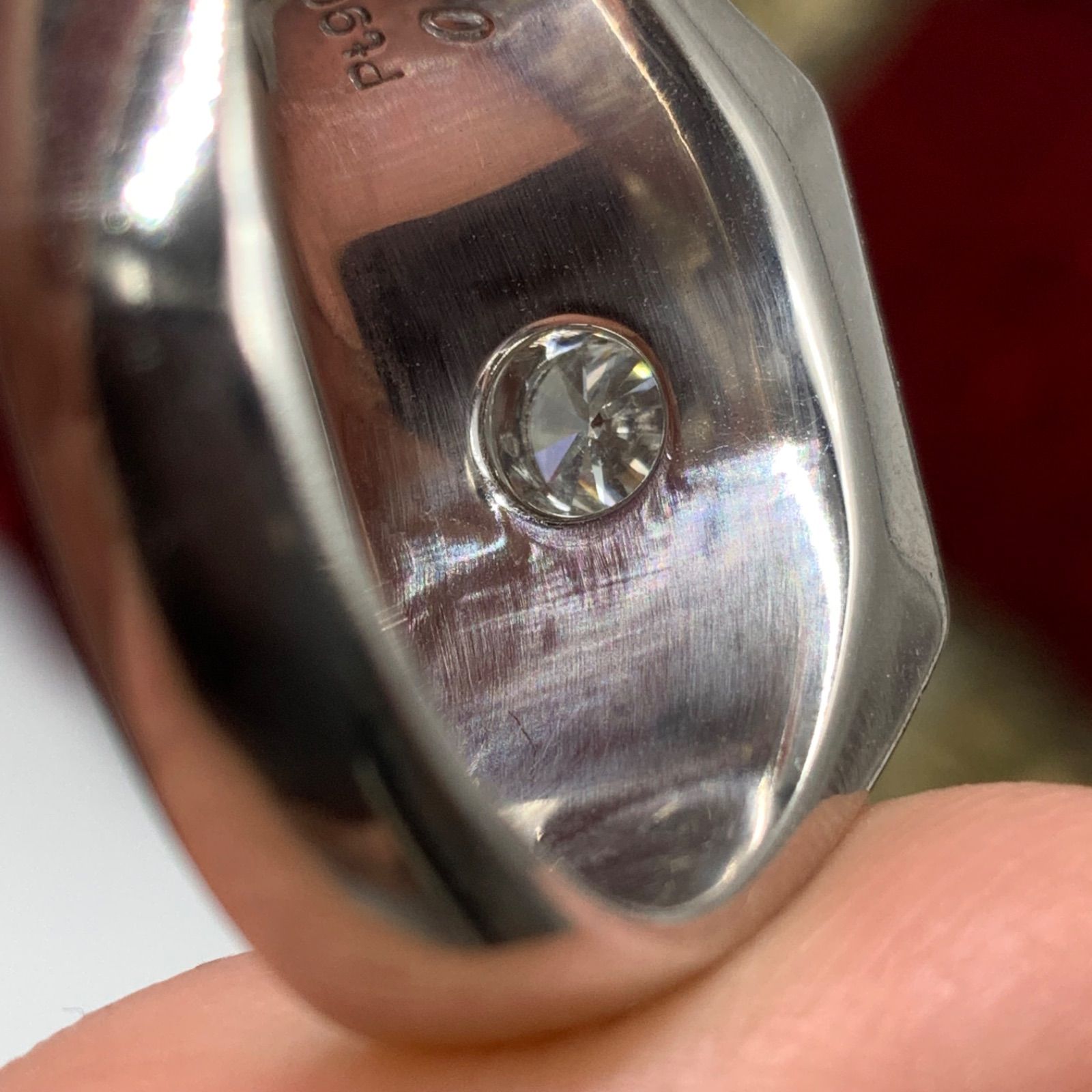 Pt900 プラチナ 印台 リング 23.2g 約18号 0.377ct - メルカリ