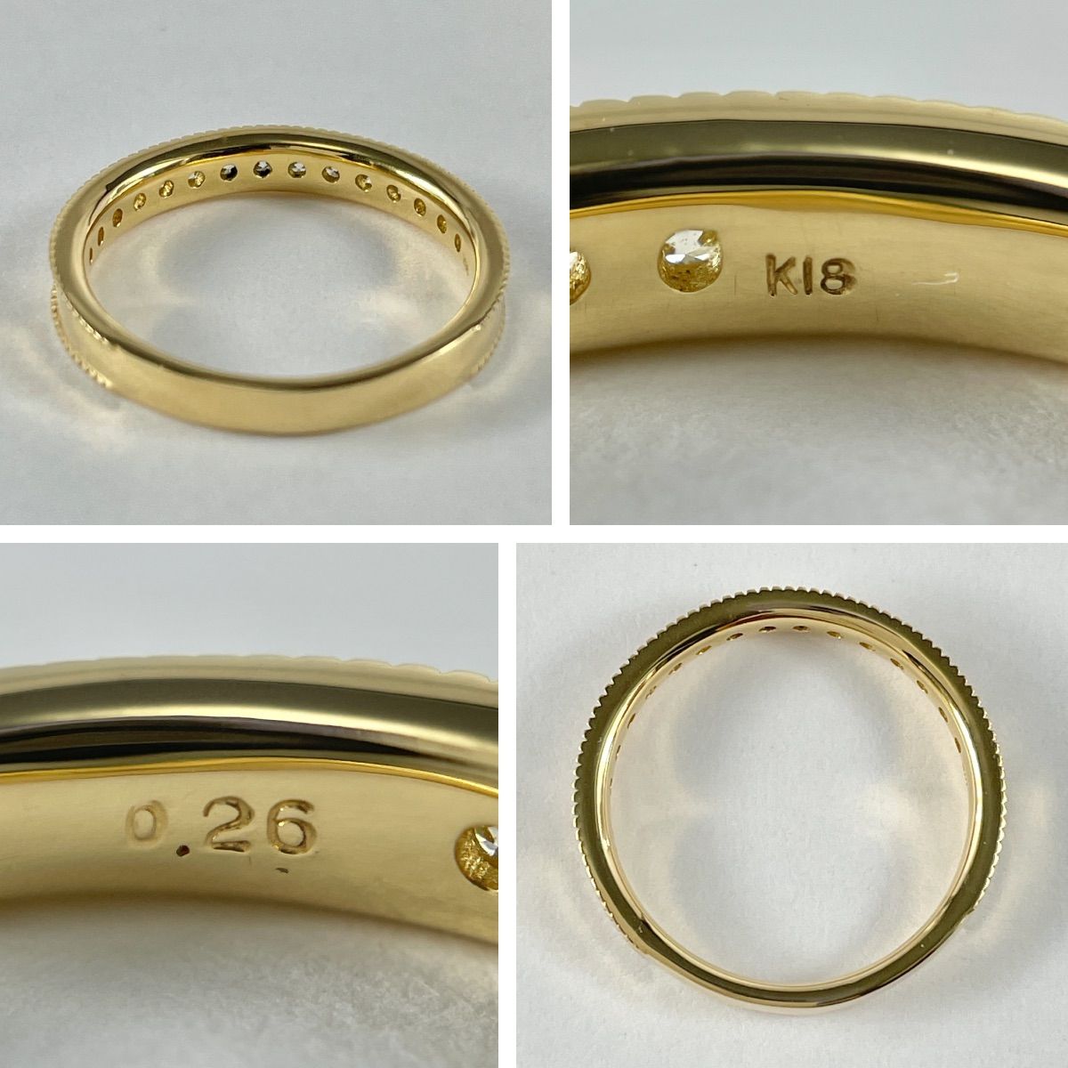 K18 天然ダイヤモンド 0.26ct ハーフエタニティリング - メルカリ
