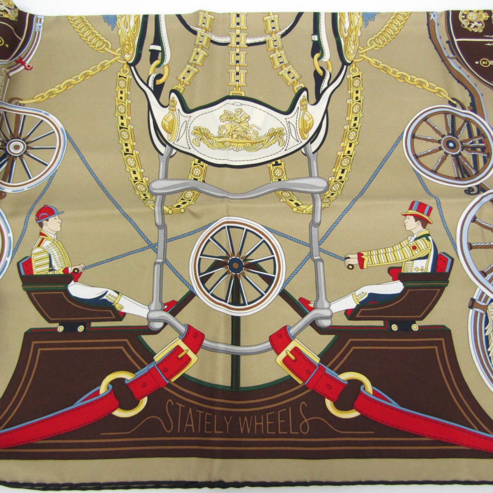HERMES Stately Wheels スカーフ 箱付き HERMES スカーフ Stately Wheels scarf 90 直営店ラッピング