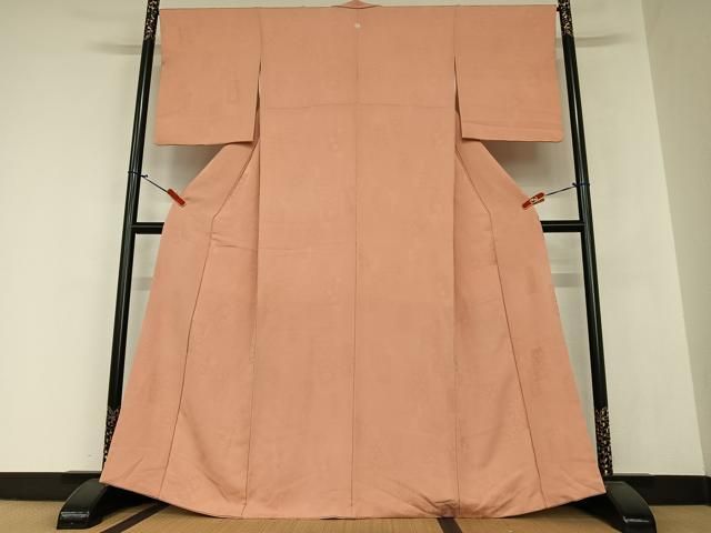 平和屋着物●上質な色無地　花唐草地紋　豆がら茶色　さが美扱い　正絹　逸品　未使用　AAAZ0072zg 平和屋着物○上質な色無地 色紙草花地紋 ときがら茶色 正絹 逸品