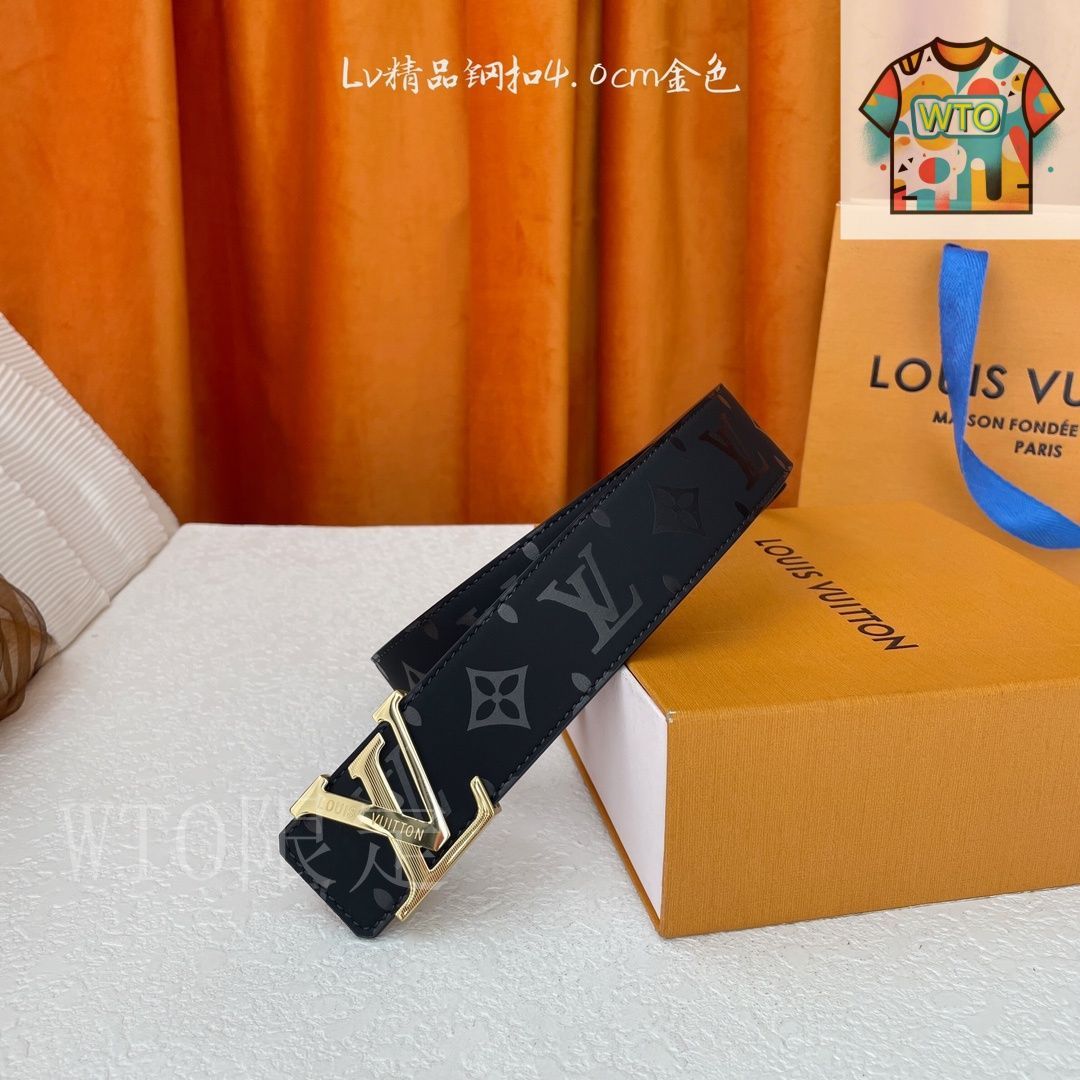 【女子に2度見されたいならこれ】Louis Vuitton ブラックレザーベルト 女子に2度見されたいならこれ】Louis Vuitton ブラックレザー