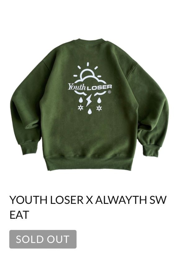 YOUTH LOSER X ALWAYTH SWEATメンズ