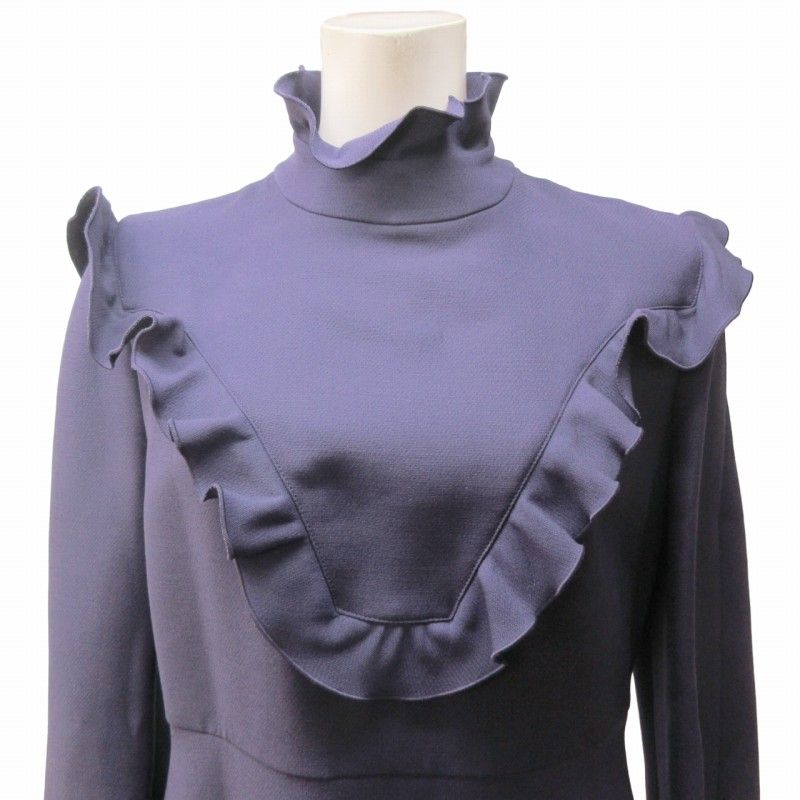 フェンディ FENDI ラッフル ワンピース ドレス ウール シルク混 フリル  