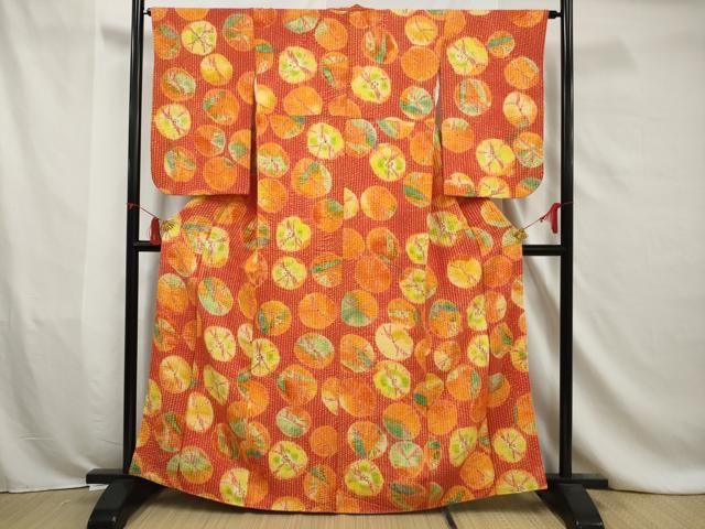 平和屋着物○上質な小紋 ろうけつ染め 舞花文 正絹 逸品 AABA7835ph