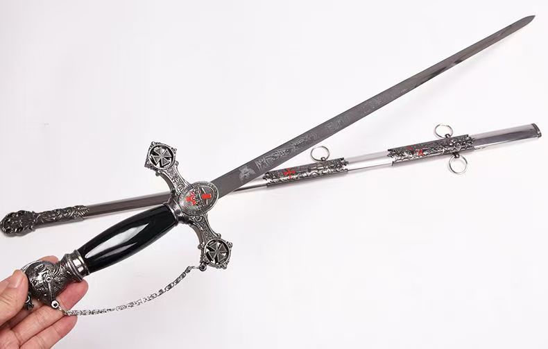 紅十字指揮官剣 騎士様式 装飾用 全長95cm 未開刃 中世ヨーロッパ様式 美術剣 全長120cm 未開刃 コスプレ 西洋剣 模擬刀