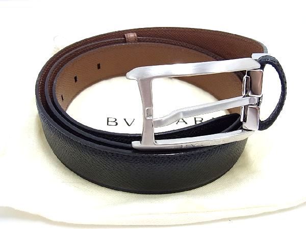 □新品同様□ BVLGARI ブルガリ レザー シルバー金具 ベルト 表記