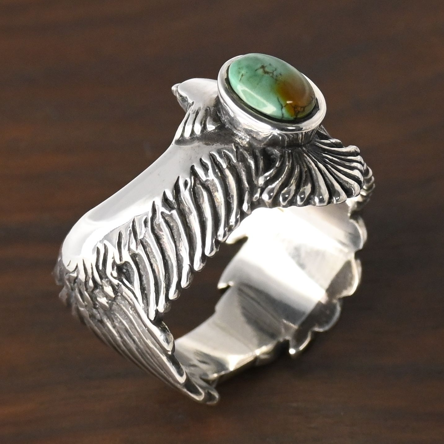 研磨済】SAAD イーグル ターコイズ リング 17号 シルバー925 サード