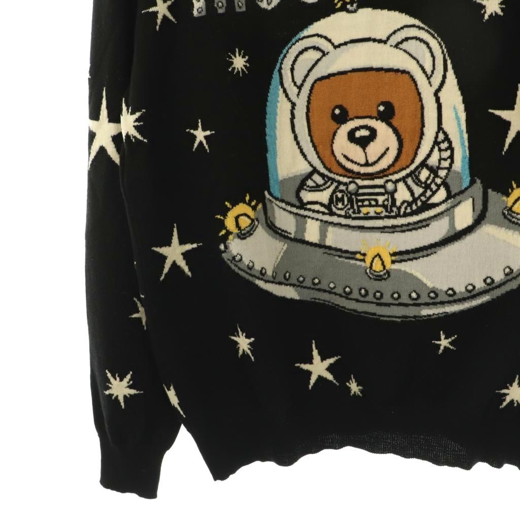 MOSCHINO - モスキーノ クチュール ベア 星柄 プルオーバーニット セーター 長袖 ブラック モスキーノ MOSCHINO クチュール COUTURE ベア 星柄 プルオーバー