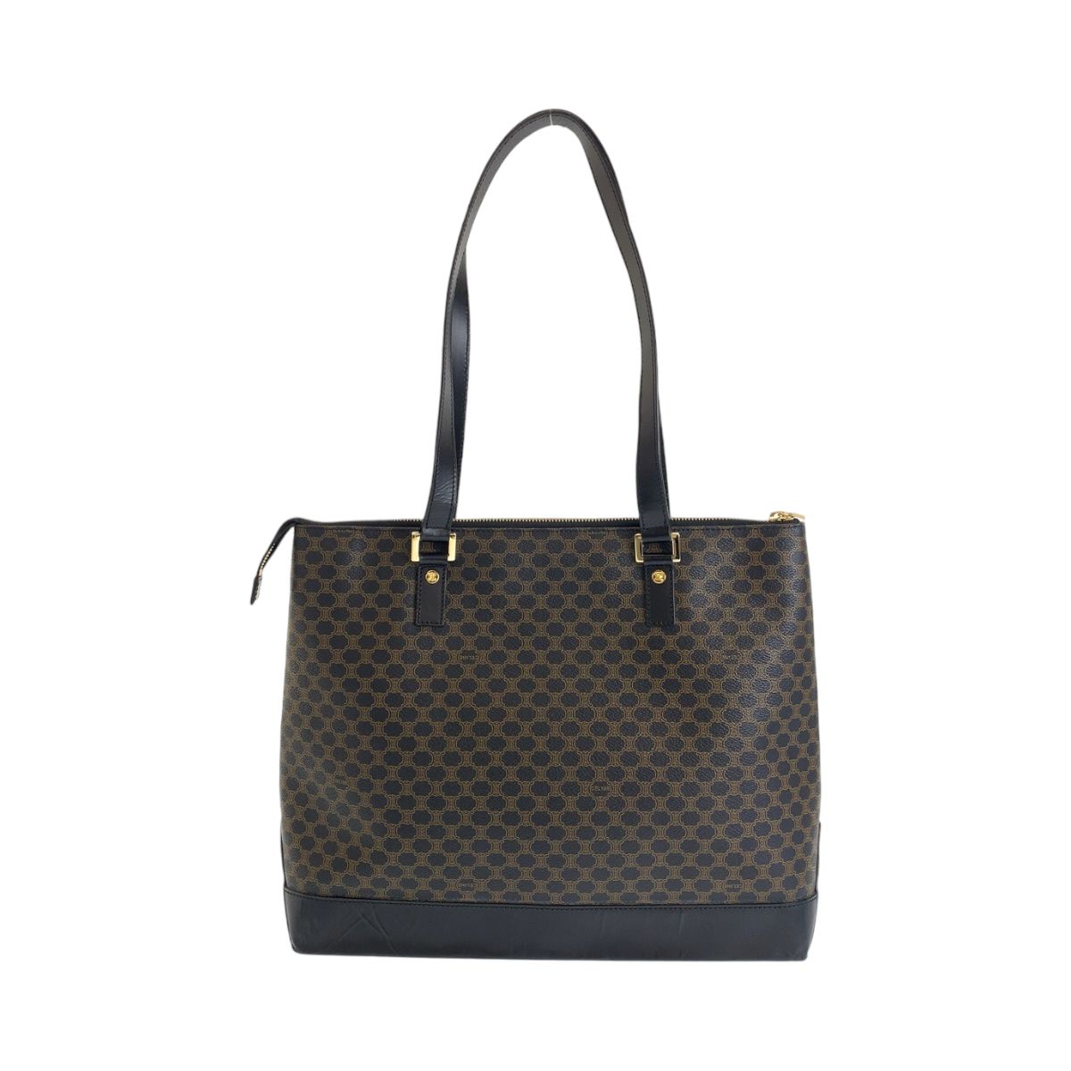 極美品 CELINE PVC レザー トートバッグ マカダム柄 筒型 ブラウン CELINE セリーヌ トートバッグ マカダム柄 ヴィンテージ