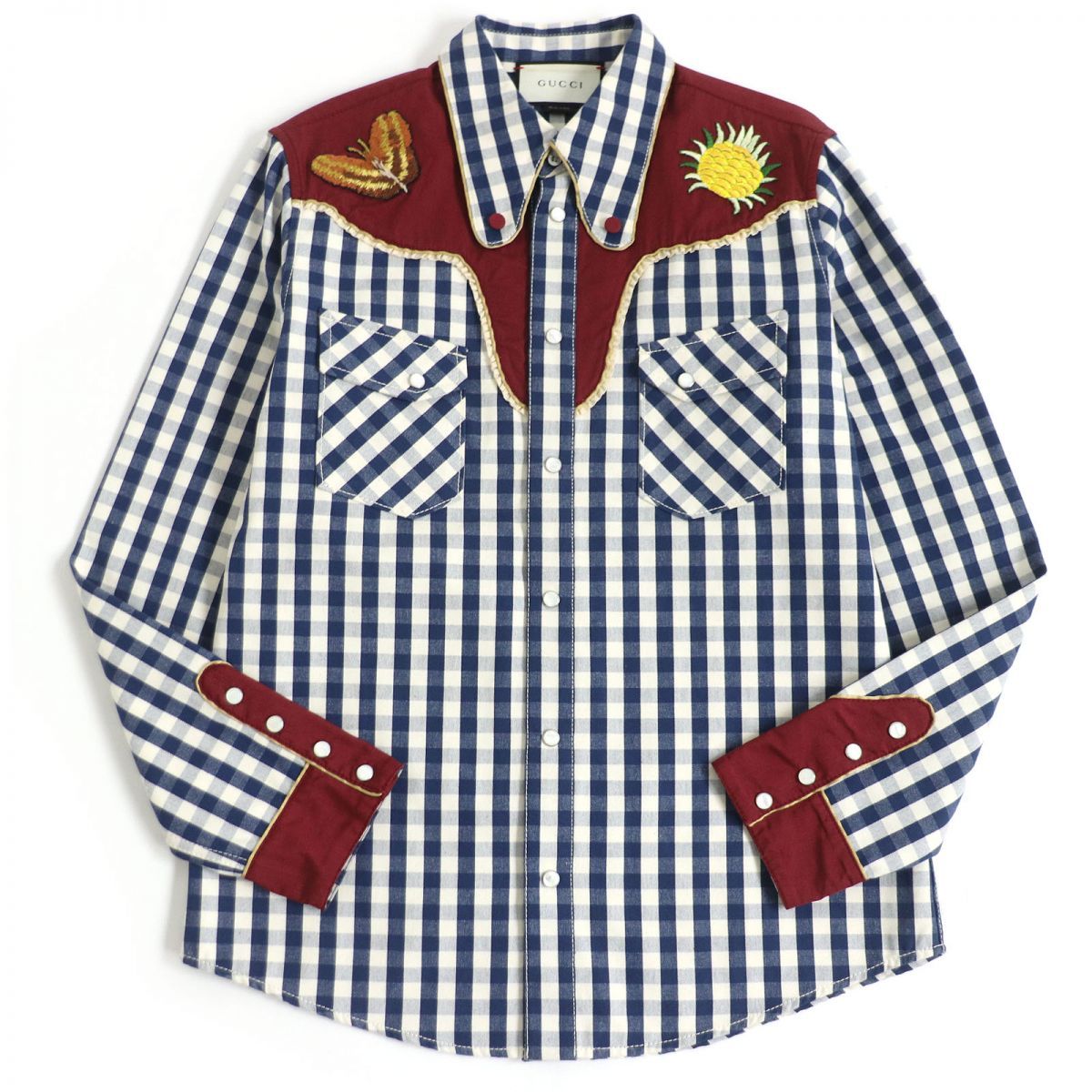 グッチ✨GUCCI 長袖カットソー ギャザーデザイン サイドライン入り S