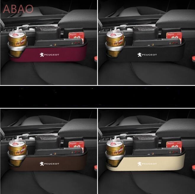 プジョー  車用サイド収納ボックスシートポケット アテンザ アクセラ 車用 シート隙間埋め シート 車席隙間ポケット 車用ドリンクホルダー 小物入れ付き 落下防止 運転席用と助手席用/2個