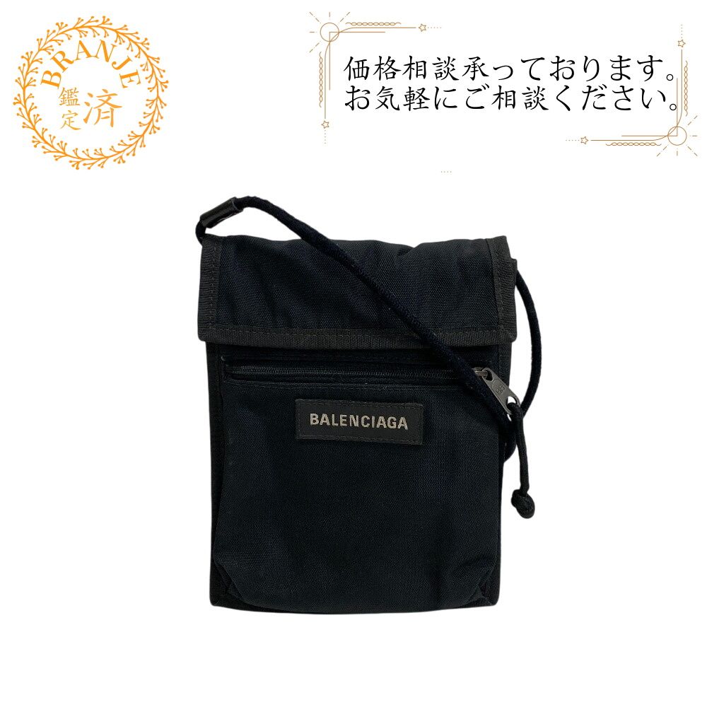 極美品　バレンシアガ　エクスプローラー ショルダーポーチ　ロゴ　ブラック バレンシアガ/ショルダーバッグ/エクスプローラー ポーチ