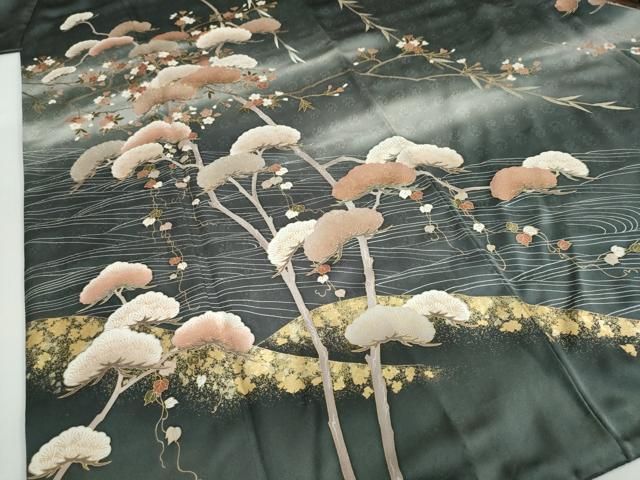 平和屋着物○訪問着 駒刺繍 草花松文 暈し染め 金彩 ますいわ屋扱い