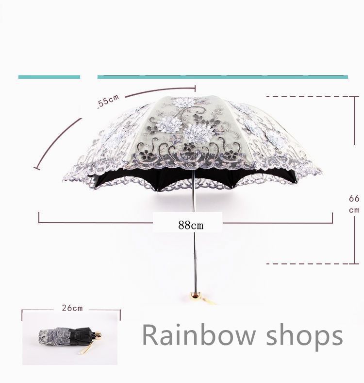 新品未使用】刺繍日傘 雨傘 レース 日傘 折りたたみ傘 UPF50+