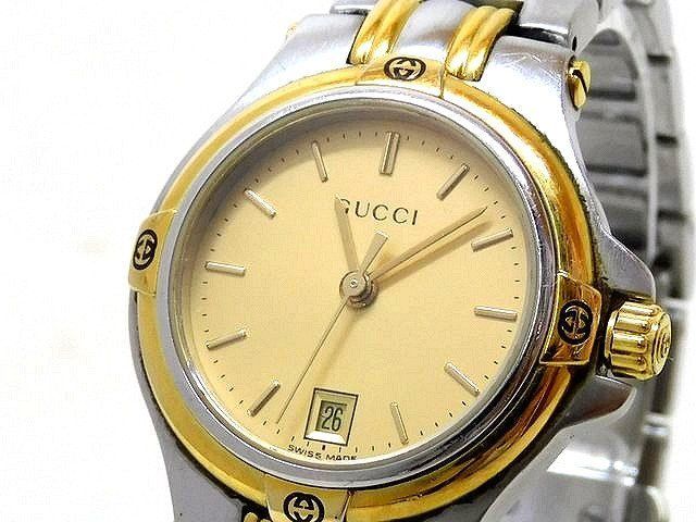 グッチ 時計 □ 9040L ステンレス コンビカラー ゴールド 文字盤