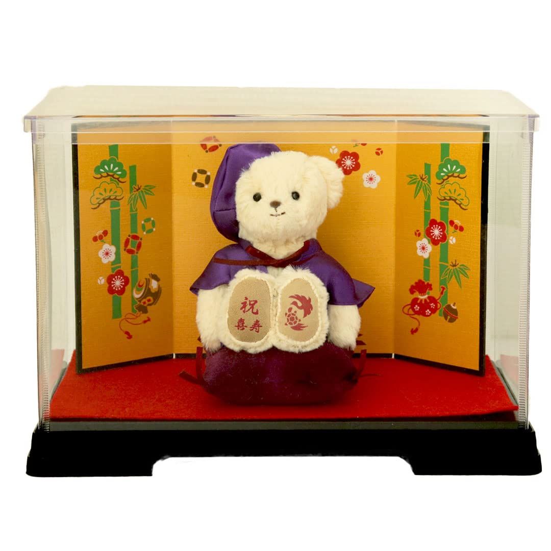 プティルウ 長寿 ベア 12cm 小 サイズ 金屏風 ケース 喜寿 ノーマル