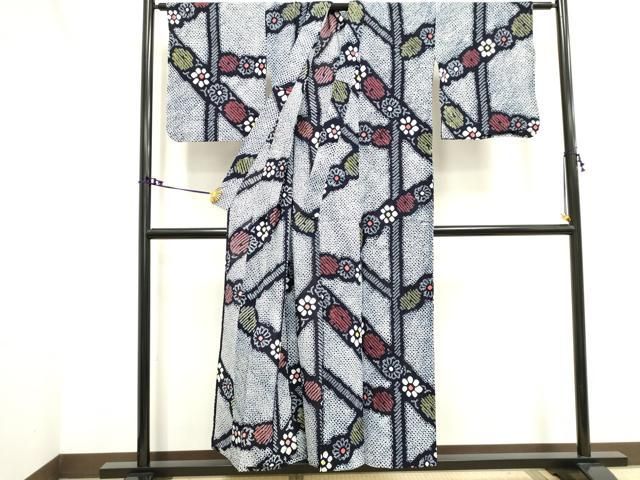 平和屋着物∴夏物 浴衣 有松鳴海絞り 枝花文 綿 逸品 DAAV7086cd