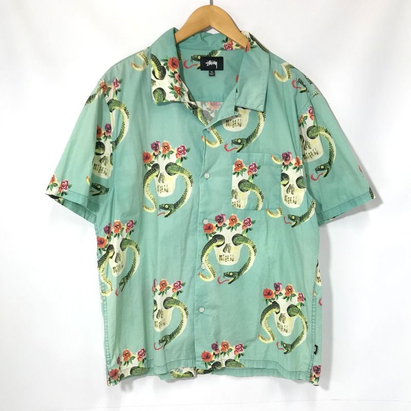 stussy ステューシー シャツ L 半袖 総柄 アロハシャツ 開襟 STUSSY ステューシー 開襟シャツ 半袖 総柄 L - メルカリ