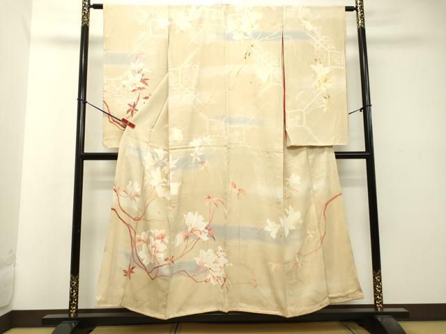 平和屋着物○アンティーク 大正ロマン 小振袖 枝花文 暈し染め