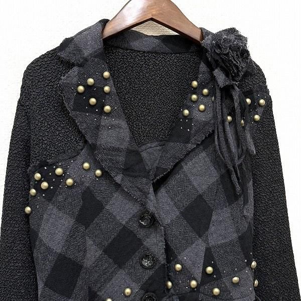 ノコオーノ 美品 anc ノコオーノ NOKOOHNO ジャケット 38 黒 グレー チェック